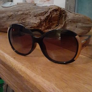 Chloe glasses,  black and gold, large.